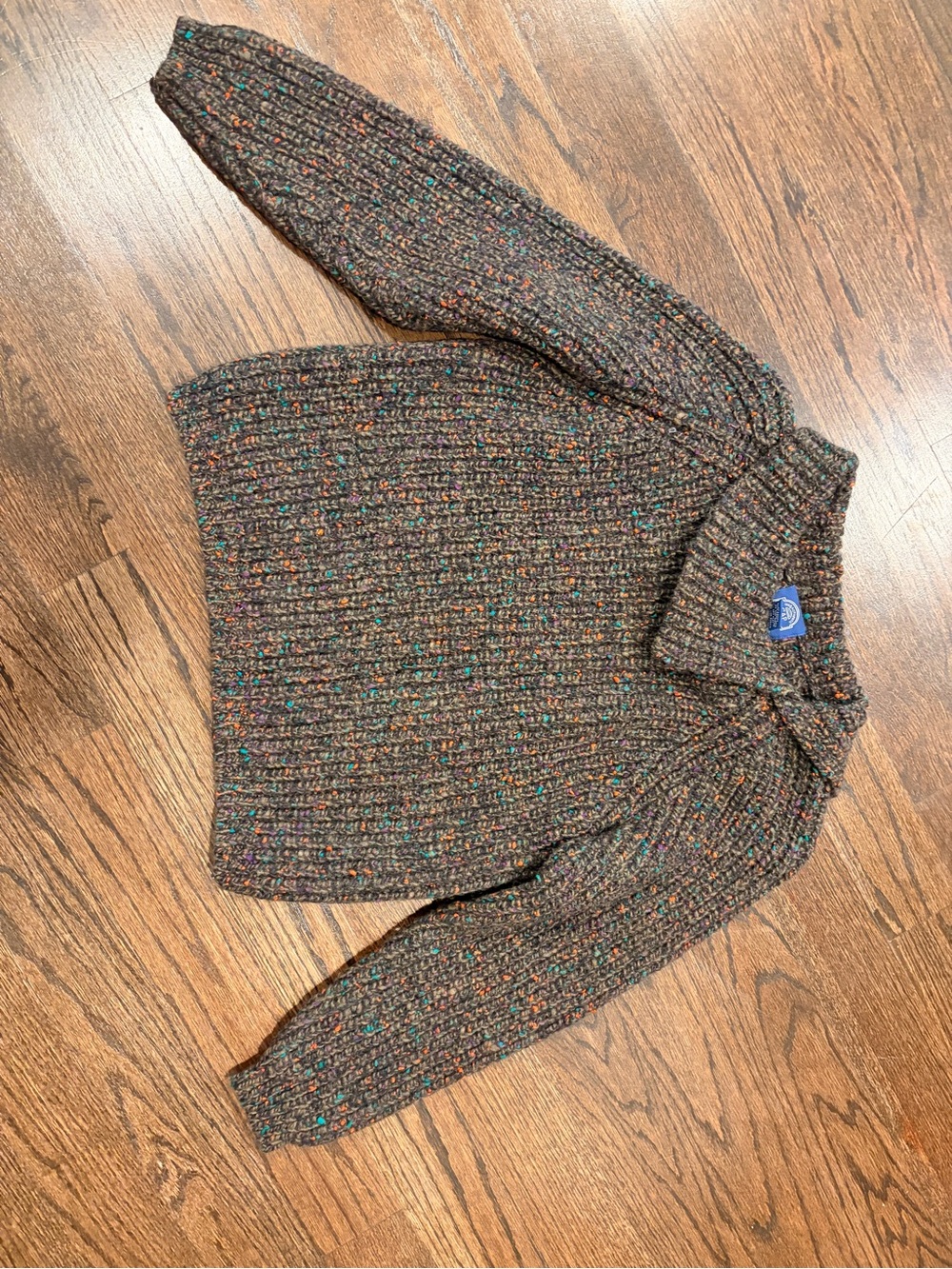 Vintage GAP Brown Speckled Turtleneck Sweater with Multicolor Flecks